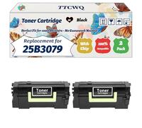 Compatible for Lexmark 25B3079 Toner Cartridge Work for Lexmark M 5200 Series M 5255 M 5265 M 5270 Printers, with Chip, High Yield 45000 Pages, High-Definition Printing (2-Pack Black)