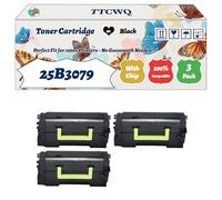 Compatible for Lexmark 25B3079 Toner Cartridge Work for Lexmark M5200 Series M5255 M5260 M5265 M5270 XM5300 Series XM5360 XM5365 Printers (3 Pack Black)