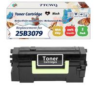 Compatible for Lexmark 25B3079 Toner Cartridge Work for Lexmark XM 5300 Series XM 5365 XM 5370 Printers, with Chip, High Yield 45000 Pages, High-Definition Printing (1 Pack Black)