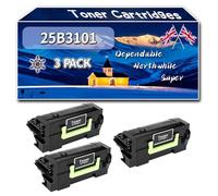 Compatible for Lexmark 25B3101 Toner Cartridges, Work for Lexmark XM7355 Printers, Toner Cartridges (3 Pack Black)