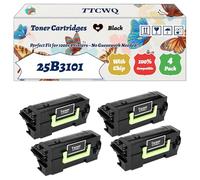 Compatible for Lexmark 25B3101 Toner Cartridges Work for Lexmark XM7355 Printers, with Chip, High Yield 55000 Pages, High-Definition Printing (4 Pack Black)