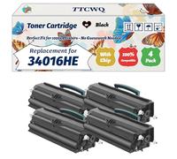 Compatible for Lexmark 34016HE Toner Cartridge Work for Lexmark E232 E230 E232T E234 E238 E240 E240N Printers, with Chip, High Yield 6000 Pages, High-Definition Printing (4 Pack Black)