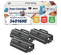 Compatible for Lexmark 34016HE Toner Cartridge Work for Lexmark E232 E230 E232T E234 E238 E240 E240N Printers, with Chip, High Yield 6000 Pages, High-Definition Printing (3 Pack Black)