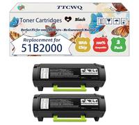 Compatible for Lexmark 51B2000 51B00A0 Toner Cartridges Work for Lexmark MS317 MS317DN MS417 MS417DN MS517 MS517DN MS617 Printers (2-Pack Black)