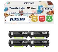 Compatible for Lexmark 51B2H00 Toner Cartridge Work for Lexmark MS417DN MS517DN MS617DN MX417DN MX517DN MX617DN Printers, with Chip, High Yield 9500 Pages, High-Definition Printing (4 Pack Black)