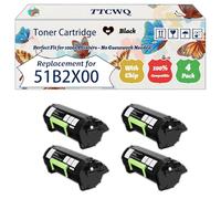 Compatible for Lexmark 51B2X00 Toner Cartridge Work for Lexmark MS517dn MS617dn MX517de MX617de Printers, with Chip, High Yield 20000 Pages, High-Definition Printing (4 Pack Black)
