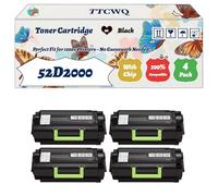 Compatible for Lexmark 52D2000 Toner Cartridge Work for Lexmark MS810DE MS810DN MS810DTN MS811DN Printers, with Chip, High Yield 45000 Pages, High-Definition Printing (4 Pack Black)