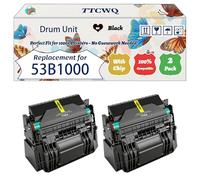 Compatible for Lexmark 53B1000 Drum Unit Work for Lexmark MS817dn MS817n MS818dn MS818n MX717de MX718de Laser Printers, with Chip, High Yield 70000 Pages, High-Definition Printing (2-Pack Black)