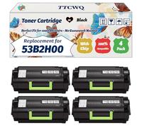 Compatible for Lexmark 53B2H00 Toner Cartridge Work for Lexmark MS817dn MS818dn Printers, with Chip, High Yield 25000 Pages, High-Definition Printing (4 Pack Black)