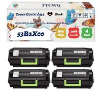 Compatible for Lexmark 53B2X00 Toner Cartridges Work for Lexmark MS818dn Printers, with Chip, High Yield 45000 Pages, High-Definition Printing (4 Pack Black)