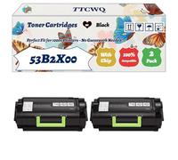 Compatible for Lexmark 53B2X00 Toner Cartridges Work for Lexmark MS818dn Printers, with Chip, High Yield 45000 Pages, High-Definition Printing (2-Pack Black)