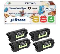 Compatible for Lexmark 58D2000 Toner Cartridges Work for Lexmark MS725 MS821 MS822 MS823 MS825 Printers, with Chip, High Yield 8500 Pages, High-Definition Printing (4 Pack Black)