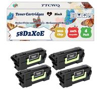 Compatible for Lexmark 58D2X0E Toner Cartridges Work for Lexmark MS725dvn MS823dn MS823n MS825dn MS826de Printers (4 Pack Black)