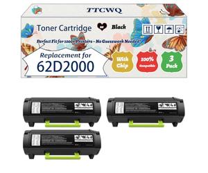 Compatible for Lexmark 62D2000 Toner Cartridge Work for Lexmark MX710de MX710dhe MX711de MX711dhe MX711Series Printers (3 Pack Black)