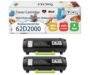 Compatible for Lexmark 62D2000 Toner Cartridge Work for Lexmark MX812dfe MX812dme MX812dpe MX812dxfe MX812dxme MX812dxpe MX Printers (2-Pack Black)