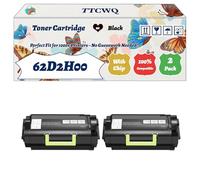 Compatible for Lexmark 62D2H00 Toner Cartridge Work for Lexmark MX710DE MX710DHE MX810DFE MX810DME MX810DXFE Printers (2-Pack Black)