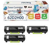 Compatible for Lexmark 62D2H00 Toner Cartridge Work for Lexmark MX812dme MX812dte MX812dtfe MX812dtme MX812dxe MX812dxfe Printers (3 Pack Black)