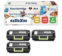 Compatible for Lexmark 62D2X00 Toner Cartridge Work for Lexmark MX710 MX710DE MX711DE MX810 MX810DE MX811 Printers (3 Pack Black)