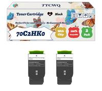 Compatible for Lexmark 70C2HK0 70C2HC0 70C2HM0 70C2HY0 Toner Cartridge Work for Lexmark CS310DN CS310N CS410DN CS410DTN CS410N Printers (2 Pack Black)