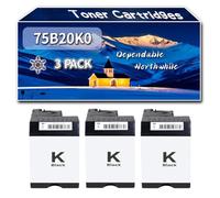 Compatible for Lexmark 75B20K0 75B20C0 75B20M0 75B20Y0 Toner Cartridges, Work for Lexmark CS727 CS727de CS728de CX727de Printers, Toner Cartridges 75B2OKO 75B2OCO 75B2OMO 75B2OYO (3 Pack Black)