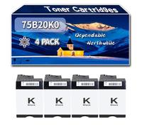 Compatible for Lexmark 75B20K0 75B20C0 75B20M0 75B20Y0 Toner Cartridges, Work for Lexmark CS727 CS727de CS728de CX727de Printers, Toner Cartridges 75B2OKO 75B2OCO 75B2OMO 75B2OYO (4 Pack Black)