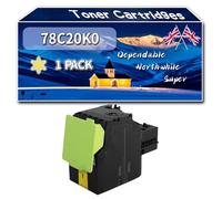Compatible for Lexmark 78C20K0 78C20C0 78C20M0 78C20Y0 Toner Cartridges, Work for Lexmark CS421dn CS521dn CS622de CX421adn CX522ade CX622ade CX625adhe Printers, Toner Cartridges (1 Pack Yellow)