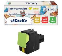 Compatible for Lexmark 78C20K0 78C20C0 78C20M0 78C20Y0 Toner Cartridges Work for Lexmark CS421dn CS521dn CS622de CX421adn CX522ade CX622ade Printers (1 Pack Yellow)