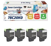 Compatible for Lexmark 78C20K0 Toner Cartridge Work for Lexmark CS421dn CX421adn CX625ade CS521dn CX522ade CX625adhe CS622de CX622ade Printers (4 Pack Black)