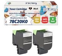 Compatible for Lexmark 78C20K0 Toner Cartridge Work for Lexmark CS421dn CX421adn CX625ade CS521dn CX522ade CX625adhe CS622de CX622ade Printers (2 Pack Black)