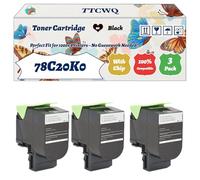 Compatible for Lexmark 78C20K0 Toner Cartridge Work for Lexmark CS421dn CX421adn CX625ade CS521dn CX522ade CX625adhe CS622de CX622ade Printers (3 Pack Black)