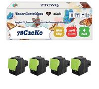 Compatible for Lexmark 78C20K0 Toner Cartridges Work for Lexmark CS421adn CS421dn CX421adn CX625ade CS521dn CS622de CX522ade CX622ade Printers (4 Pack Black)