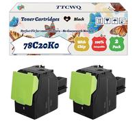 Compatible for Lexmark 78C20K0 Toner Cartridges Work for Lexmark CS421adn CS421dn CX421adn CX625ade CS521dn CS622de CX522ade CX622ade Printers (2 Pack Black)