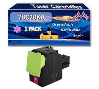 Compatible for Lexmark 78C20K0 Toner Cartridges, Work for Lexmark CS421dn CS521dn CS622de CX421adnL CX522ade CX622ade CX625adhe Printers, Toner Cartridges 78C20C0 78C20M0 78C20Y0 (1 Pack Magenta)