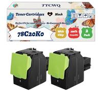 Compatible for Lexmark 78C20K0 Toner Cartridges Work for Lexmark CS421dn CS521dn CS622de CX421adnL CX522ade CX622ade Printers (2 Pack Black)
