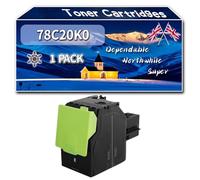 Compatible for Lexmark 78C20K0 Toner Cartridges, Work for Lexmark CS421dn CS521dn CS622de CX421adnL CX522ade CX622ade CX625adhe Printers, Toner Cartridges 78C20C0 78C20M0 78C20Y0 (1 Pack Black)