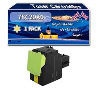 Compatible for Lexmark 78C20K0 Toner Cartridges, Work for Lexmark CS421dn CS521dn CS622de CX421adnL CX522ade CX622ade CX625adhe Printers, Toner Cartridges 78C20C0 78C20M0 78C20Y0 (1 Pack Yellow)