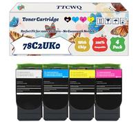 Compatible for Lexmark 78C2UK0 Toner Cartridge Work for Lexmark CX625ade CX625adhe CX625adhs CX625de Printers, with Chip, High Yield 10500 Pages, High-Definition Printing (4-Pack BK/C/M/Y)