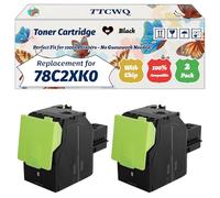 Compatible for Lexmark 78C2XK0 Toner Cartridge Work for Lexmark CS421dn CX421adn CX625ade CS521dn CX522ade CX625adhe CS622de Printers (2 Pack Black)