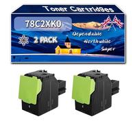 Compatible for Lexmark 78C2XK0 Toner Cartridges, Work for Lexmark CS421dn CS521dn CS622de CX421adn Printers, Toner Cartridges 78C2XC0 78C2XM0 78C2XY0 (2 Pack Black)