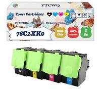 Compatible for Lexmark 78C2XK0 Toner Cartridges Work for Lexmark CX522ade CX622ade CX625adhe Printers, with Chip, High Yield 9500 Pages, High-Definition Printing (4-Pack BK/C/M/Y)