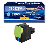 Compatible for Lexmark 78C2XK0 Toner Cartridges, Work for Lexmark CX522ade CX622ade CX625adhe Printers, Toner Cartridges 78C2XC0 78C2XM0 78C2XY0 (1 Pack Cyan)