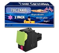 Compatible for Lexmark 78C2XK0 Toner Cartridges, Work for Lexmark CX522ade CX622ade CX625adhe Printers, Toner Cartridges 78C2XC0 78C2XM0 78C2XY0 (1 Pack Magenta)