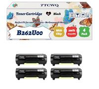 Compatible for Lexmark B262U00 Toner Cartridge Work for Lexmark MB2650ADE B2650DW MB2650ADWE Printers, with Chip, High Yield 25000 Pages, High-Definition Printing (4 Pack Black)