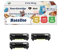 Compatible for Lexmark B262U00 Toner Cartridge Work for Lexmark MB2650ADE B2650DW MB2650ADWE Printers, with Chip, High Yield 25000 Pages, High-Definition Printing (3 Pack Black)