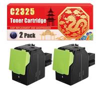 Compatible for Lexmark C2325 C2325 C2425 C2535 MC2325 MC2425 MC2535 MC2640 Toner Cartridge Printers, With Chip Large Capacity 3000 Pages (2 Pack Black)