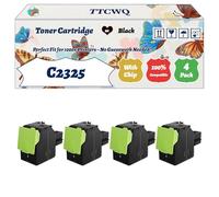 Compatible for Lexmark C2325 Toner Cartridge Work for Lexmark C2325 C2425 C2535 MC2325 MC2425 MC2535 MC2640 Printers, with Chip, High Yield 3000 Pages, High-Definition Printing (4 Pack Black)