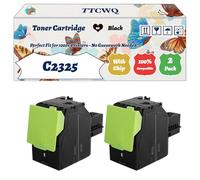 Compatible for Lexmark C2325 Toner Cartridge Work for Lexmark C2325 C2425 C2535 MC2325 MC2425 MC2535 MC2640 Printers, with Chip, High Yield 3000 Pages, High-Definition Printing (2 Pack Black)