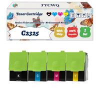 Compatible for Lexmark C2325 Toner Cartridge Work for Lexmark C2325 C2425 C2535 MC2325 MC2425 MC2535 MC2640 Printers, with Chip, High Yield 3000 Pages, High-Definition Printing (4-Pack BK/C/M/Y)