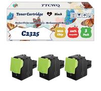 Compatible for Lexmark C2325 Toner Cartridge Work for Lexmark C2325 C2425 C2535 MC2325 MC2425 MC2535 MC2640 Printers, with Chip, High Yield 3000 Pages, High-Definition Printing (3 Pack Black)