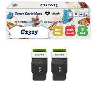 Compatible for Lexmark C2325 Toner Cartridges Work for Lexmark C2325dw C2425dw C2535dw MC2425adw MC2535adwe Printers (2 Pack Black)
